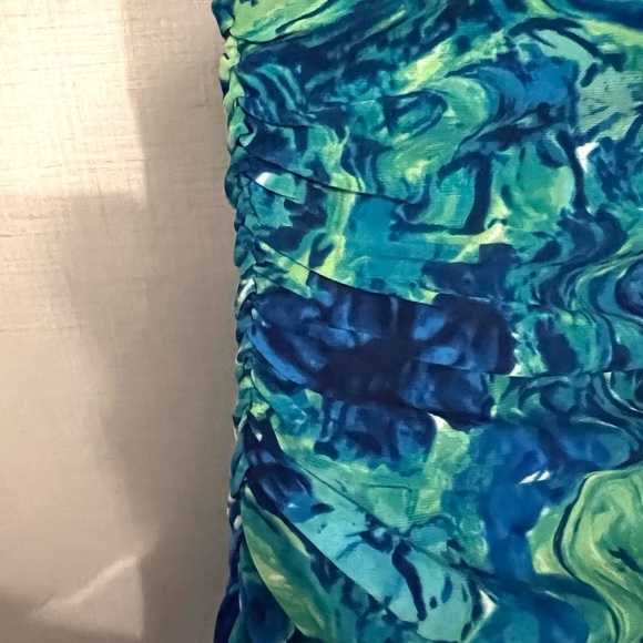 LAUREN by RALPH LAUREN Green/Blue PAISLEY/ FLORAL/WATERCOLOR Dress Size 4 - Picture 3 of 9